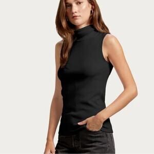 Michael Stars Black Mock Neck Sleevless Sweater Top size medium